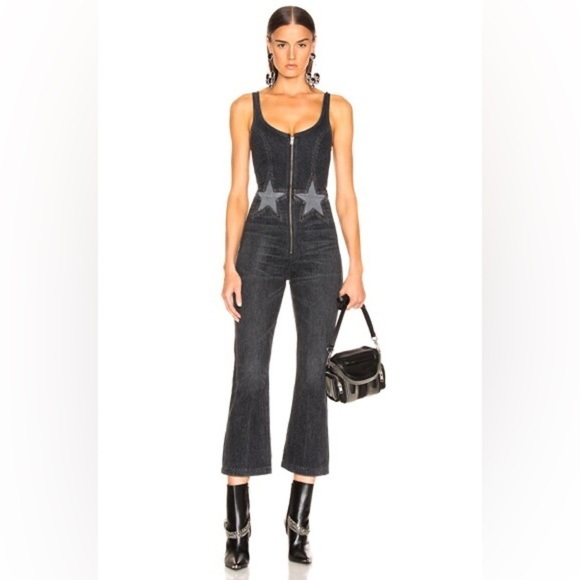 894 Jean Atelier Star Denim Jumpsuit In Night Size 2 Color Black Grey - Picture 1 of 10